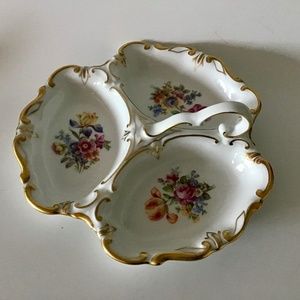 Germany Divided Dish w/ Handle w/ Flowers